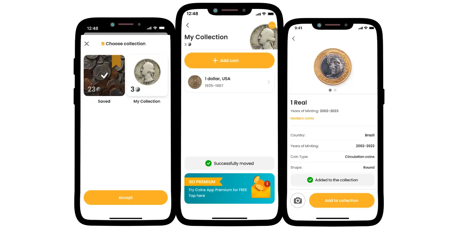 Coin ID Scanner — collection management function revealed.